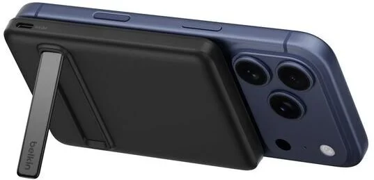Фото: Батарея універсальна Belkin BoostCharge Slim 5000mAh 20W Qi2 15W with Kickstand Black (BPD011HQBK) № 5 | KTC