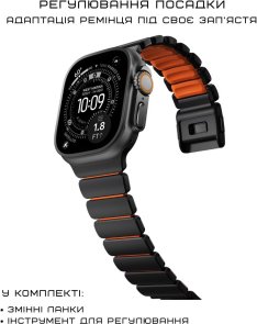 Ремінець Nomad for Apple Watch 46/49mm - Stratos Black Hardware Ultra Orange (NM011116858)
