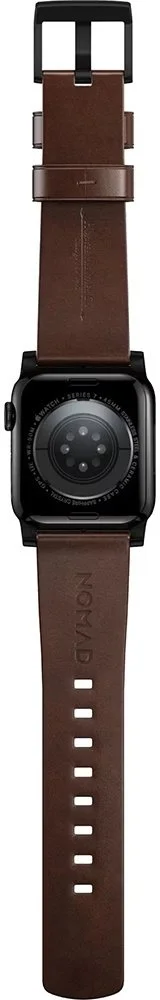 Фото: Ремінець Nomad for Apple Watch 41/42mm - Modern Leather Black Hardware Rustic Brown Horween (NM1A3RBM00) № 7 | KTC