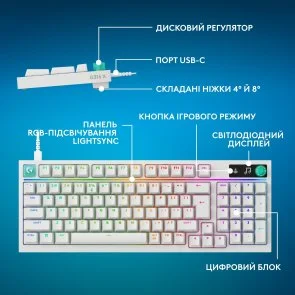 Фото: Клавіатура Logitech G316 X 98 Tactile ENG/UKR USB White (920-014231) № 10 | KTC