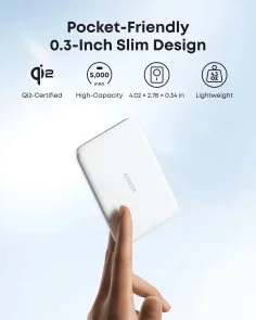 Фото: Батарея універсальна Anker Nano MagGo Slim 5000mAh 20W Qi2 15W White (A1665H21) № 5 | KTC