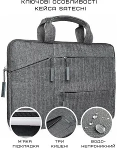 Фото: Сумка для ноутбука Satechi Water-Resistant Laptop Carrying with Pockets Gray (ST-LTB15) № 5 | KTC