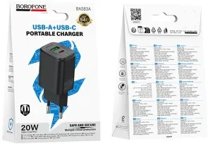 Фото: Зарядний пристрій BOROFONE BAS83A Star QC3.0 PD 20W Black (6941991126765) № 3 | KTC