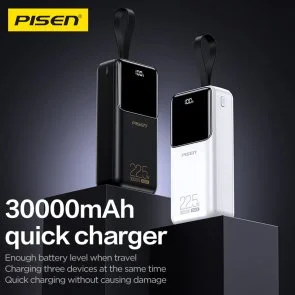 Фото: Батарея універсальна Pisen Semi Mirror 30000mAh 22.5W White (TP-D040_White) № 2 | KTC