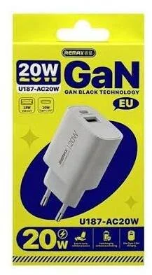 Фото: Зарядний пристрій Remax GaN Fast Charger A/C PD 20W White (6954851247081) № 2 | KTC