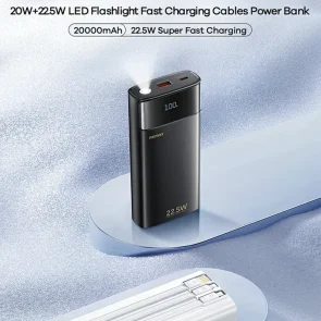 Фото: Батарея універсальна Remax FC-12 20000mAh 22.5W Black built-in Cable (6954851253341) № 4 | KTC