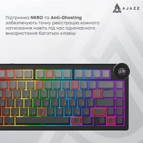 Фото: Клавіатура Ajazz AK820 V2 White Peach Switch WL/BT/USB Black/Grey/Yellow (AK820-V2-WP-BGY) № 9 | KTC