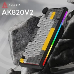 Фото: Клавіатура Ajazz AK820 V2 Coconut Flake Switch WL/BT/USB Black/Grey/Yellow (AK820-V2-CF-BGY) № 5 | KTC