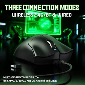 Фото: Миша Attack Shark V3 Ultra-Light WL/BT/USB Black (V3B_AS) № 3 | KTC