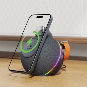 Фото: Портативна колонка Acefast K10 Air Speaker with Wireless Charger Metal Grey (6974316286417) № 8 | KTC