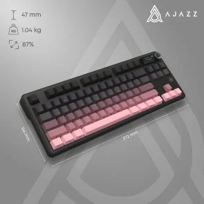 Фото: Клавіатура Ajazz MK87 Pitaya Switch WL/BT/USB Black/Pink (MK87-P-S-P) № 21 | KTC