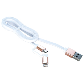 Кабель USB Patron AM / Micro USB + Lightning 1 м білий