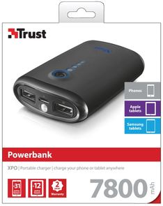 Батарея універсальна Trust XPO Portable Charger 7800 mAh чорна