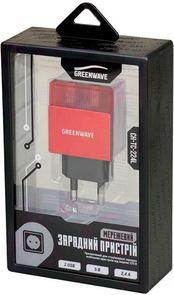 Мережевий зарядний пристрій GREENWAVE CH-TC-224L 2xUSB 2.4A червоний