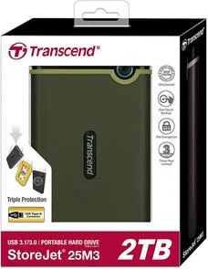 Фото: Зовнішній HDD Transcend StoreJet 25M3 2TB TS2TSJ25M3G Military Green Slim № 2 | KTC