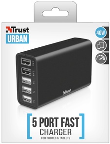 Зарядний пристрій Trust 5-Port USB Ultrafast Charger 5xUSB Black (21820)