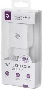 Зарядний пристрій 2E Wall Charger 2xUSB 4.2A White (2E-WC4USB-W)