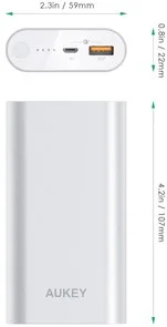 Фото: Батарея універсальна AUKEY PB-T15 Power Bank 10050mAh QC Silver (LLTS105385) № 3 | KTC