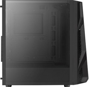 ATX, Aerocool NightHawk, No PSU, Fan 1x12cm, 2xUSB3.0, Black, прозора бокова стінка