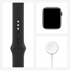 Смарт годинник Apple Watch Series 6 GPS 44mm Space Grey Aluminium with Black Sport Band (M00H3)