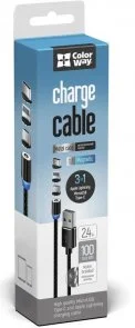 Фото: Кабель ColorWay Magnetic 3in1 AM / Lightning / MicroUSB / Type-C 1m Black (CW-CBUU020-BK) № 4 | KTC