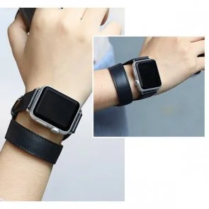 Фото: Ремінець HiC for Apple Watch 41/40/38mm - Hermes Leather Loop Band Black № 5 | KTC