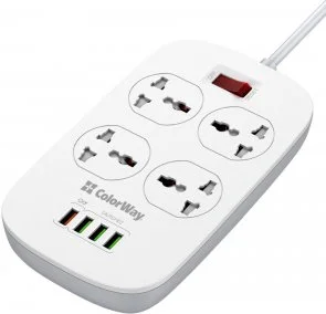 Фото: Мережевий фільтр ColorWay CW-CHU44QW 4xUSB 4/1.8m White № 3 | KTC