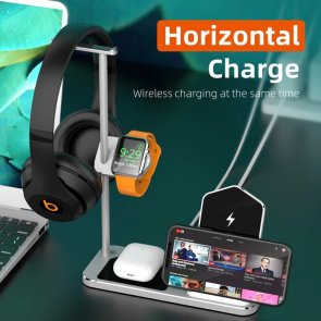Док-станція Aoduke Wireless charge iPhone / Apple Watch / AirPods / AirPods Max - Silver (OudeMAX-S3n1)