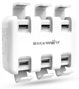 Зарядний пристрій BlitzWolf BW-S4 Smart 6-Port High Speed White