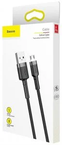 Фото: Кабель Baseus Cafule 2.4A AM / Micro USB 1m Grey/Black (CAMKLF-BG1) № 6 | KTC