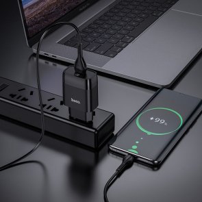 Зарядний пристрій Hoco C72Q Glorious QC3.0 with Type-C cable Black (C72Q Black + Type-C)