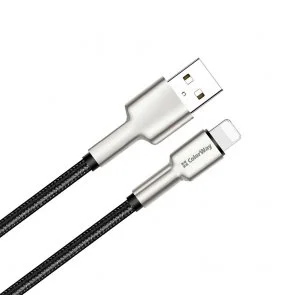 Фото: Кабель ColorWay Head Metal 2.4A AM / Lightning 1m Black (CW-CBUL046-BK) № 2 | KTC