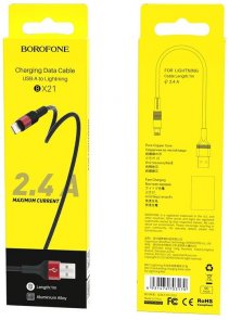 Кабель BOROFONE BX21 Outstanding 2.4A AM / Lightning 1m Red (BX21LR)