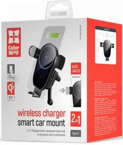 Кріплення для мобільного телефону ColorWay AutoSense Car Wireless Charger 15W Black (CW-CHAW025Q-BK)