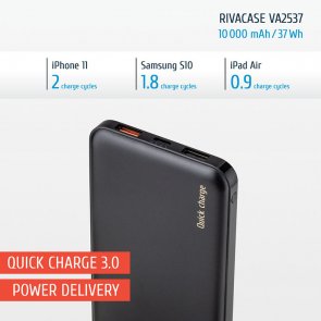 Батарея універсальна Riva VA2537 QC/PD 10000mAh Black