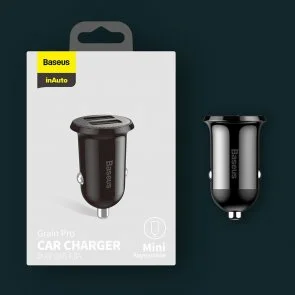 Фото: Автомобільний зарядний пристрій Baseus Grain Pro Car Charger 4.8A Black (CCALLP-01) № 9 | KTC