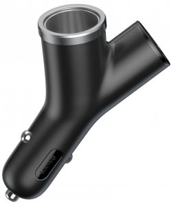 Зарядний пристрій Baseus Y Type Car Charger with 2x USB and Extended Cigarette Lighter Port 3.4A Black (CCALL-YX01)