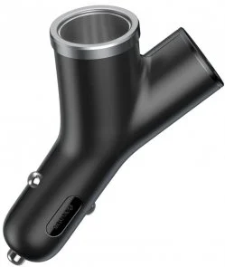 Фото: Автомобільний зарядний пристрій Baseus Y Type Car Charger with 2x USB and Extended Cigarette Lighter Port 3.4A Black (CCALL-YX01) № 2 | KTC