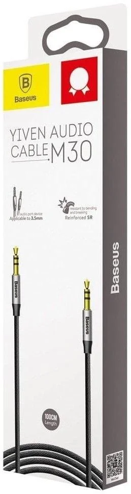 Фото: Кабель Baseus Yiven M30 Jack 3.5mm / Jack 3.5mm 1.5m Silver/Black (CAM30-CS1) № 5 | KTC