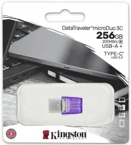 Фото: Флешка USB Kingston DataTraveler microDuo 3C 256GB (DTDUO3CG3/256GB) № 3 | KTC
