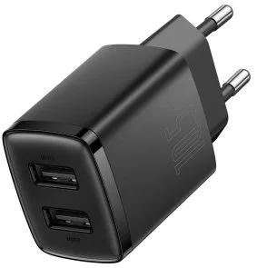 Фото: Зарядний пристрій Baseus Compact Charger 2U 10.5W Black (CCXJ010201) № 2 | KTC