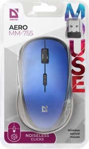 Миша Defender Aero MM-755 Wireless Black/Blue (52755)