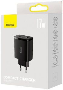 Зарядний пристрій Baseus Compact Charger 3U 17W Black (CCXJ020101)