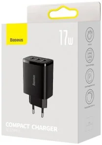Фото: Зарядний пристрій Baseus Compact Charger 3U 17W Black (CCXJ020101) № 4 | KTC