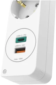 Фото: Мережевий фільтр Hama 3/1.4m 1xUSB 1xType-C White (00133757) № 4 | KTC