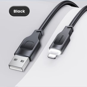 Кабель Usams US-SJ565 2.4A AM / Lightning 1.2m Black (SJ565USB01)