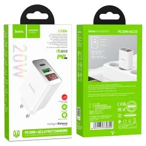 Фото: Зарядний пристрій Hoco C100A Digital Display 20W White (C100A White) № 5 | KTC
