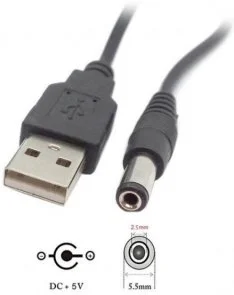 Фото: Кабель живлення ACCLAB USB / DC 5.5x2.5mm 5V/1.5A Black (1283126552823) № 3 | KTC