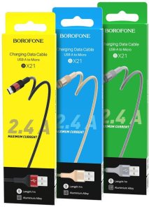 Кабель BOROFONE BX21 Outstanding 2.4A AM / MIcroUSB 1m Metal Gray (BX21MMG)