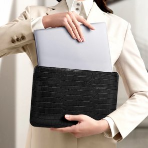 Чохол WIWU Skin Croco Geniunie Leather Sleeve for MacBook Pro 14.2 Black (6936686403993)